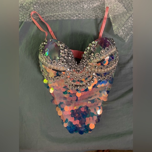 Irridescent custom made rave bra top - Picture 1 of 3